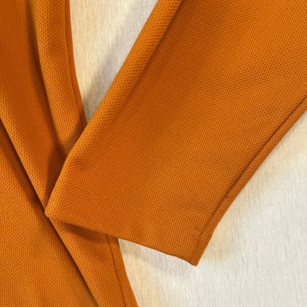 Vintage RuffHewn Mens XL Quarter Zip Burnt Orange Pullover Textured Waffle Knit